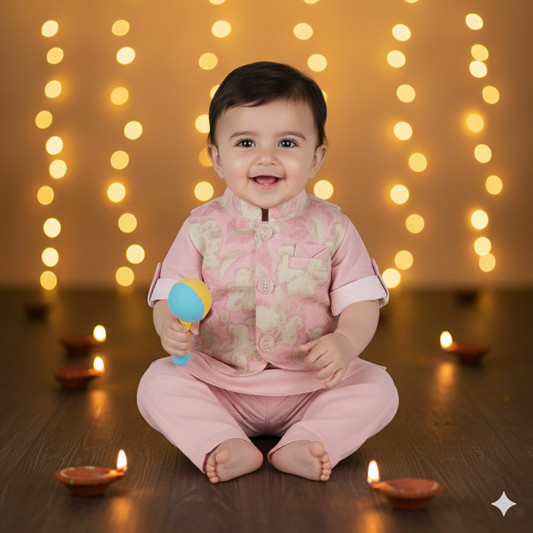 Pink Majesty – Celebration-Ready Kurta Pyjama Jacket