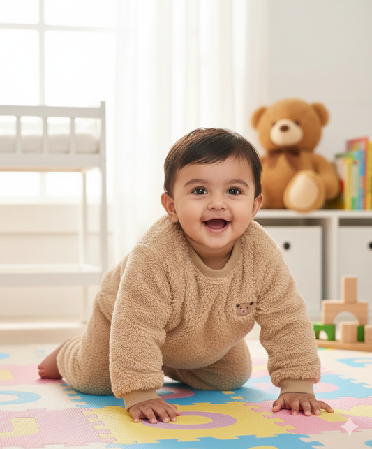 Teddy-Soft Tracksuit — Skin Fleece Sweatshirt & Pant Combo