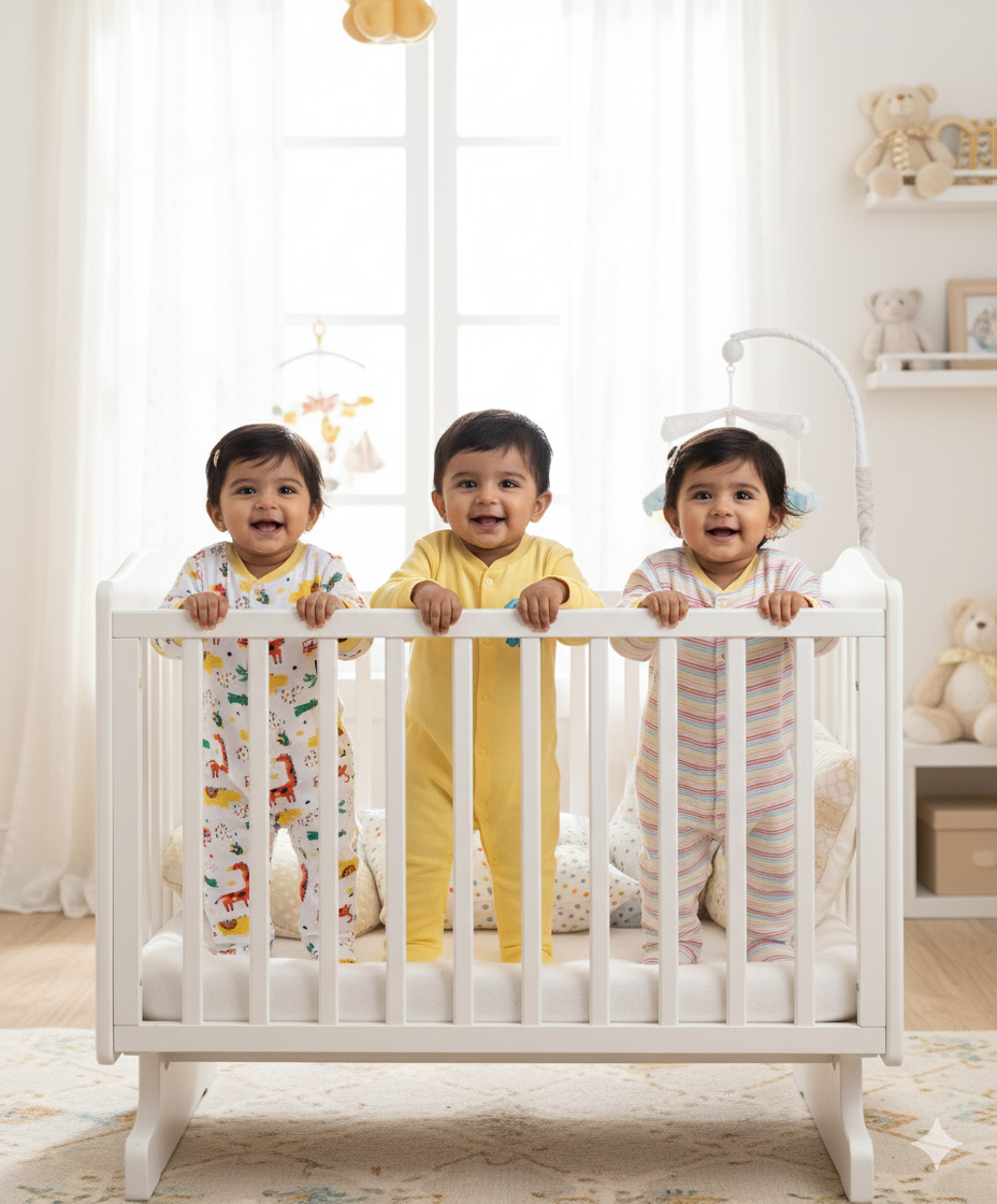 Keep them snug from head to toe with Bumzee’s 3-set footed bodysuits in bright colors!