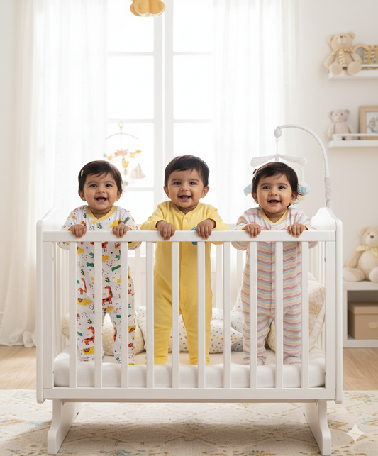 Keep them snug from head to toe with Bumzee’s 3-set footed bodysuits in bright colors!