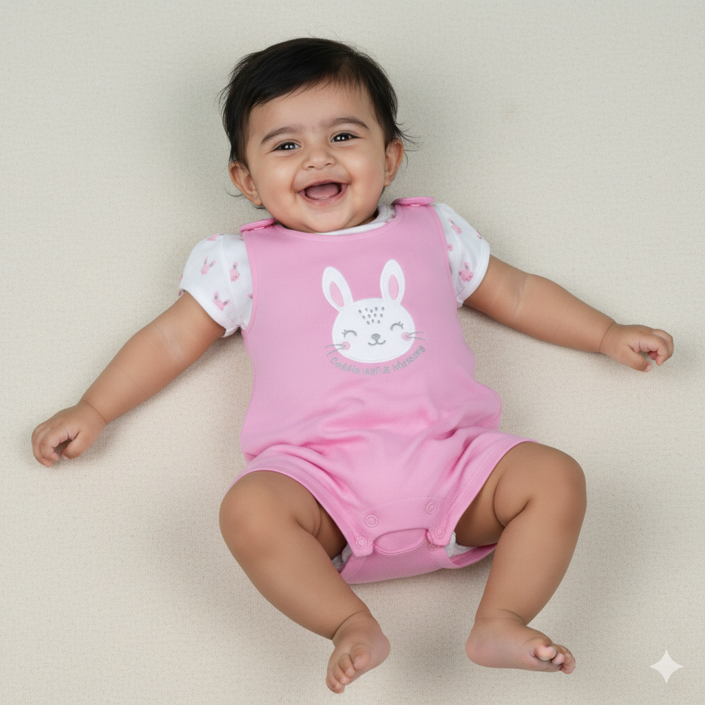 Mommy’s Cuddle Bug – Pink Cotton Blend Romper