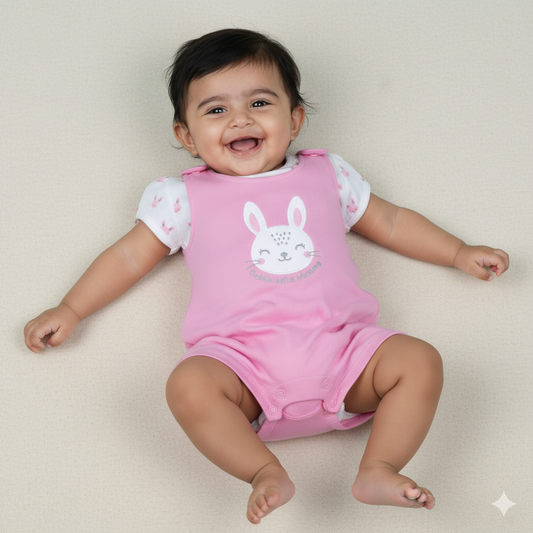 Mommy’s Cuddle Bug – Pink Cotton Blend Romper