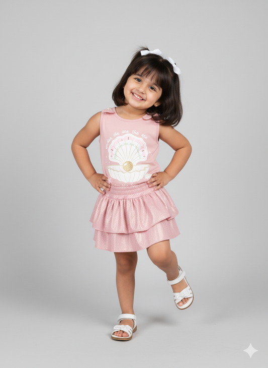 Under the Sea Magic – Girls’ Baby Pink Skirt & Top Set