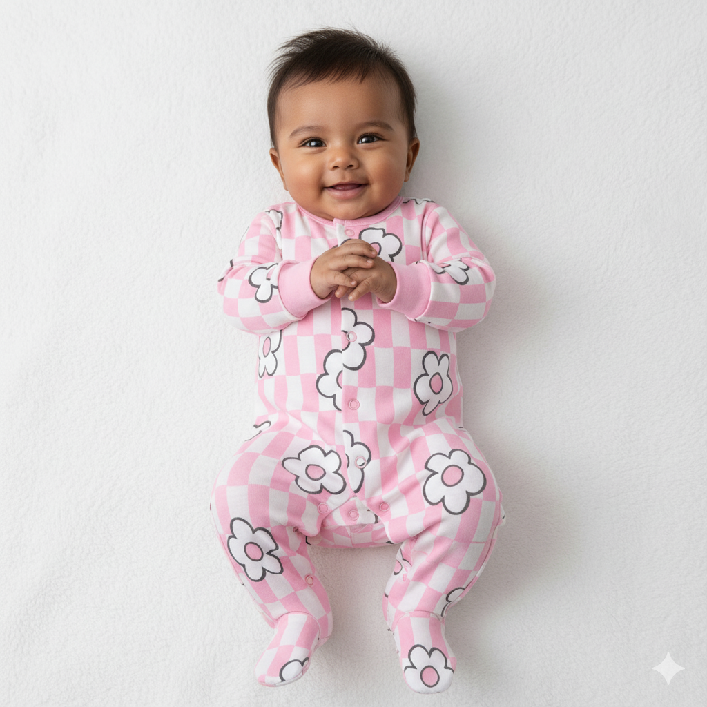 Cucumber Unisex Pink Cotton Romper | Full Sleeve Festival Essential with All-Over Prints