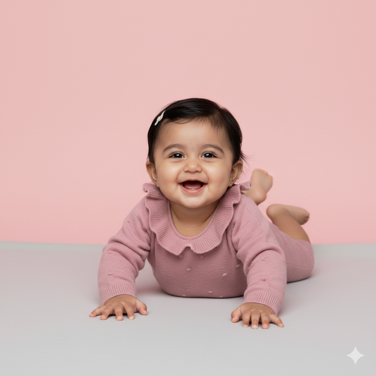 Toffyhouse Baby Pink Full Sleeve Cotton Romper for Girls – Soft Comfort Fit