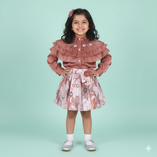 Myra Girls’ Celebration Wear – Coral Bead & Pearl Outfi