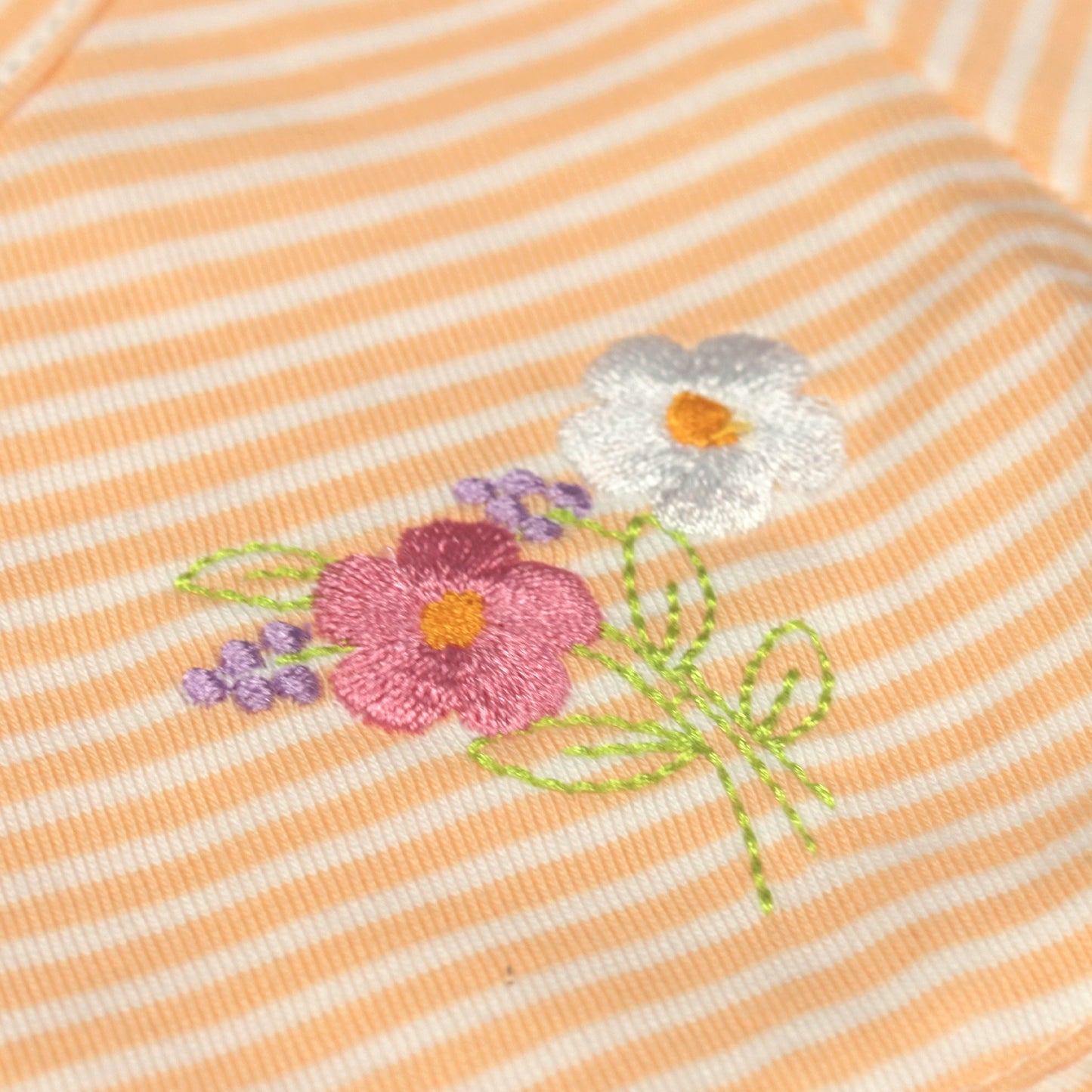 Zero Essentials Girls’ Peach Striped Frock – Half Sleeves, Knee Length, Easy Snap Buttons