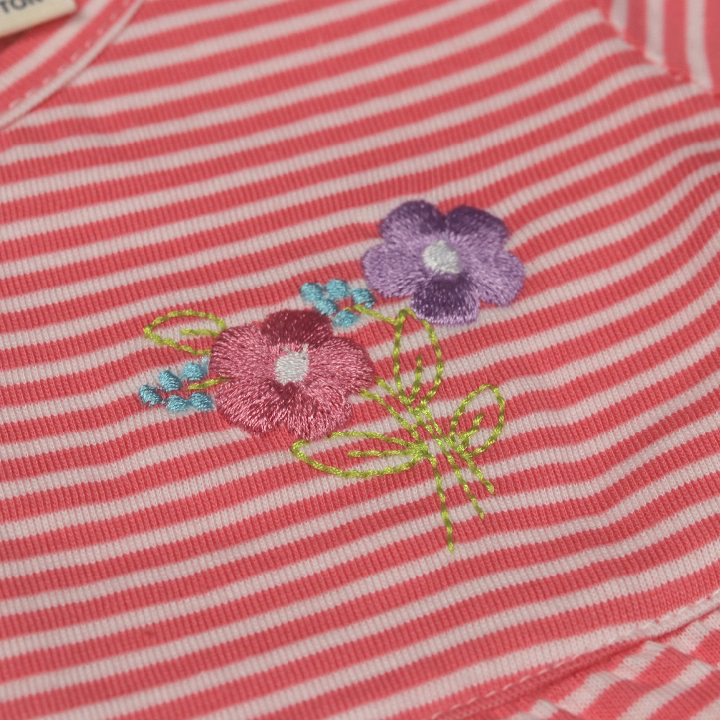 Zero Essentials Girls’ Coral Striped Frock – Half Sleeves, Knee Length, Easy Snap Buttons