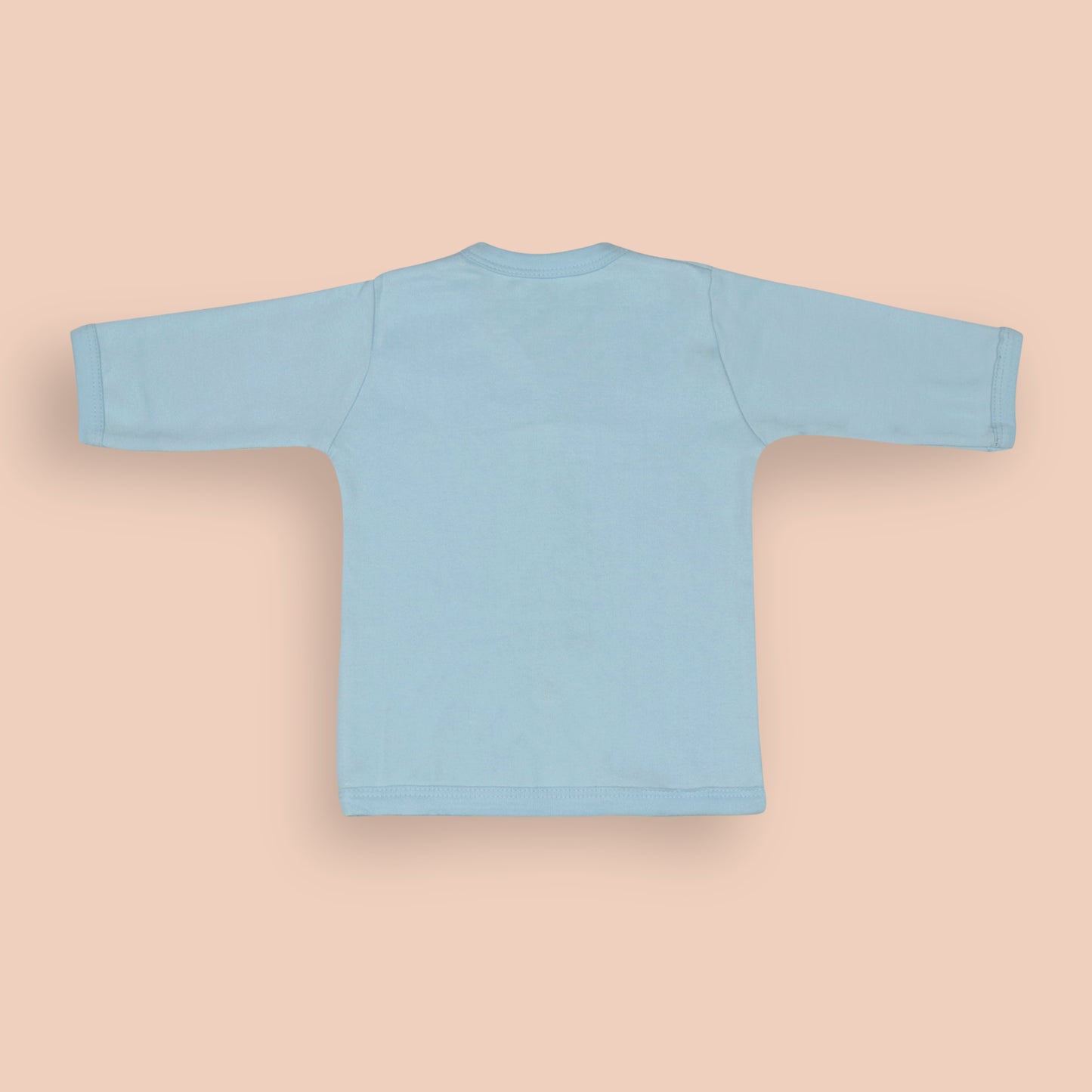 Blue Cotton Newborn Baby Gift Set – Full Sleeve Button-Up Top, Elastic Waist Pants, Bib, Cap & Mittens
