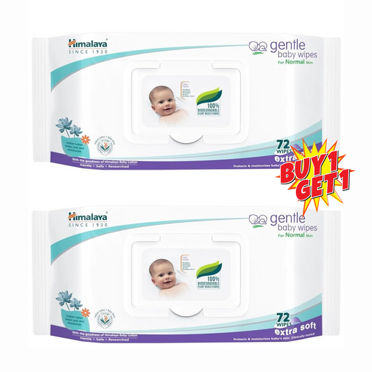 Himalaya Gentle Baby Wipes With Indian Lotus & Aloe Vera, 72 Wipes (Pack of 2)