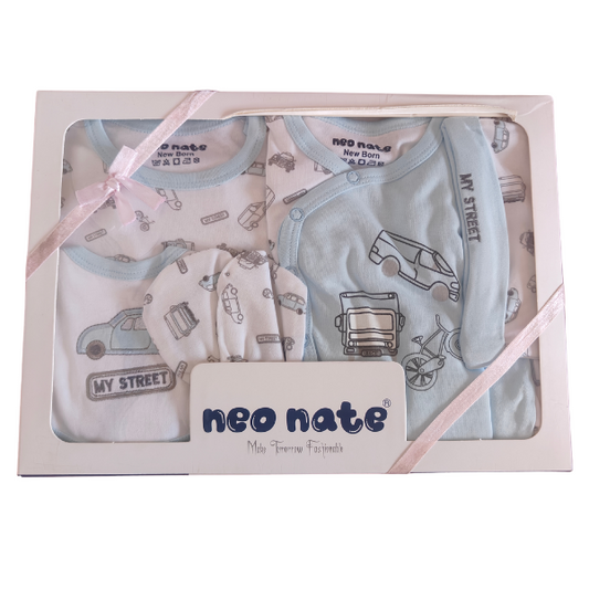 Super Soft Pure Cotton New Born Gift Set - Sky Blue