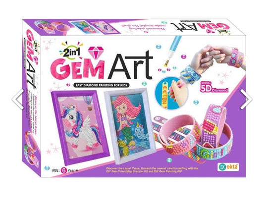 2-in-1 Diamond Painting & Bracelet Craft Kit – Unicorn & Mermaid Designs with 2000+ Gems for Kids