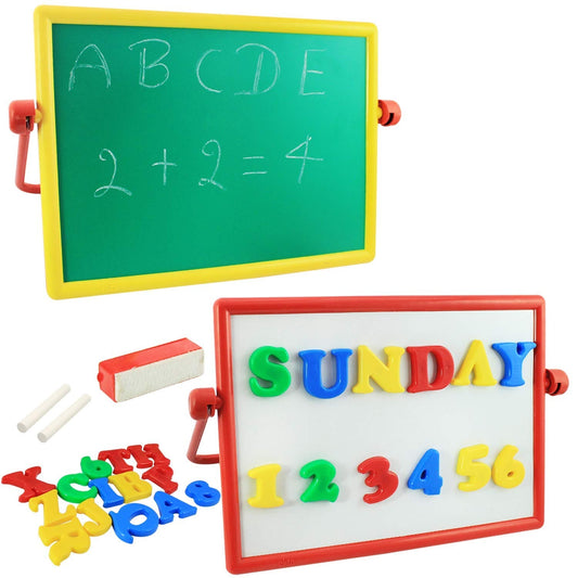 EKTA - Magnetic ABC Numero Board Double Sided Multi Functional Board 2-in-1 Magnetic Board (White) Black Board (Green)